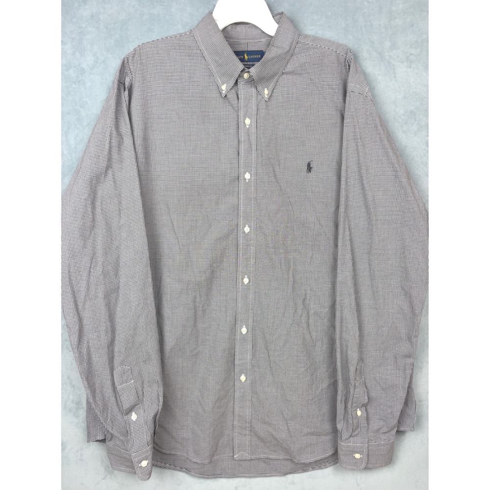 Polo Ralph Lauren Mens Gingham Button Down Shirt Black White Classic Fit XXL